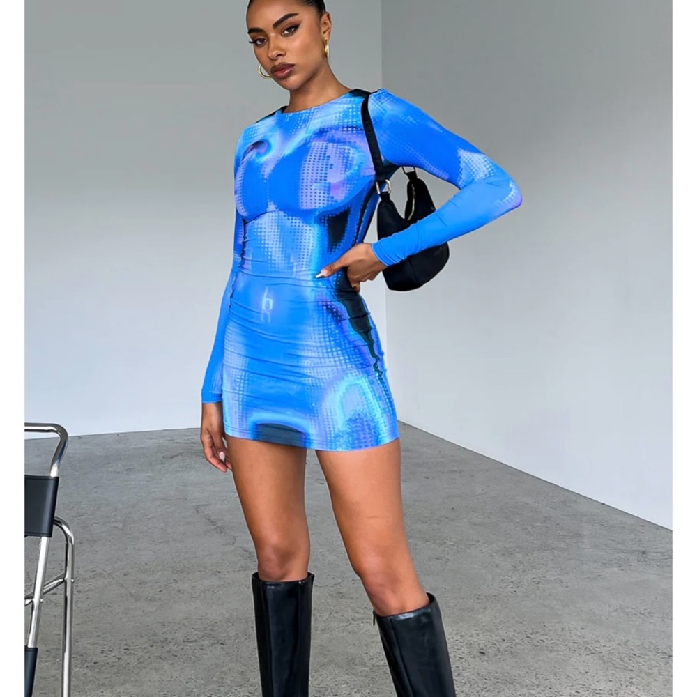 White Fox Milky Way Long Sleeve Mini Dress